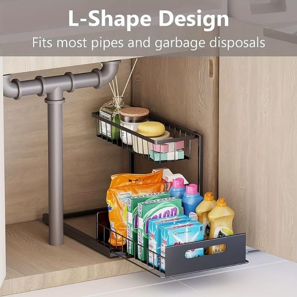 2 Tier Under Sink Organizer Slide Out Kitchen Cabinet Organizer