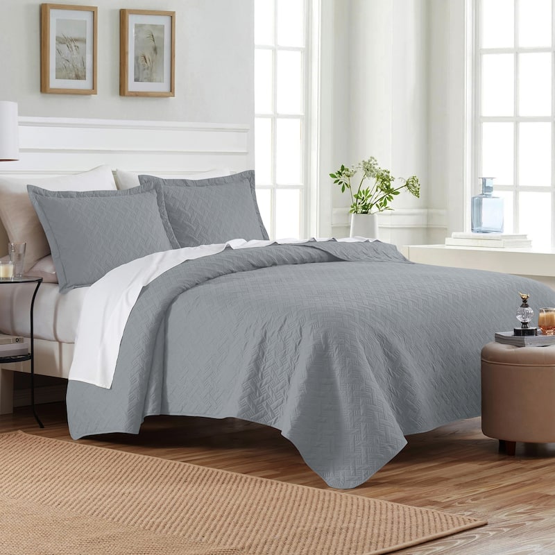 Dan River 2 Piece Basket Pinsonic Quilt Set - silver - Twin
