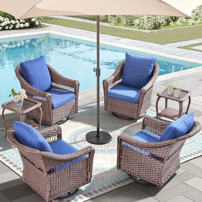 Pocassy 6 Pieces Swivel Chair with Side Table