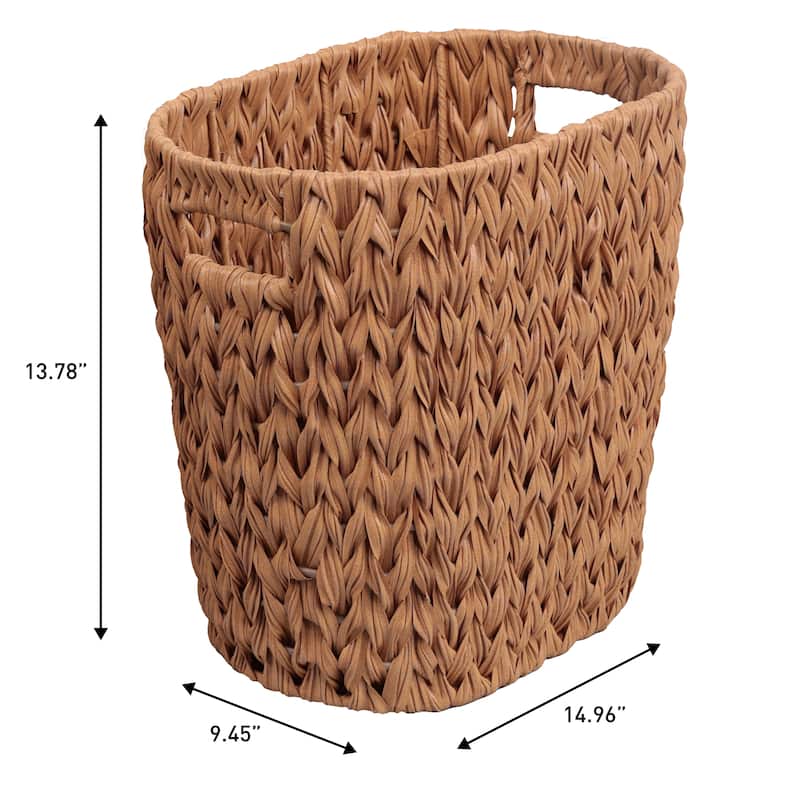 Maple Contemporary Farmhouse Resin 4.5-Gallon Tapered Oval Wicker Watebasket with Handles (Set of 2)
