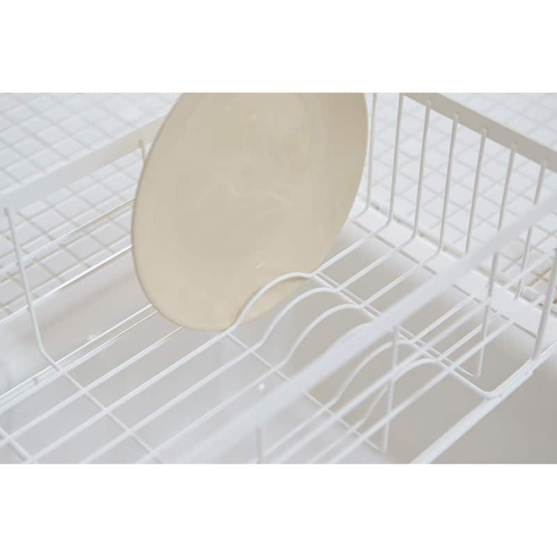 Yamazaki Home Over-the-Sink Dish Rack, Steel and Wood, Holds 11 lbs, Expandable - L 9.65 x W 18.31 x H 8.66 inches