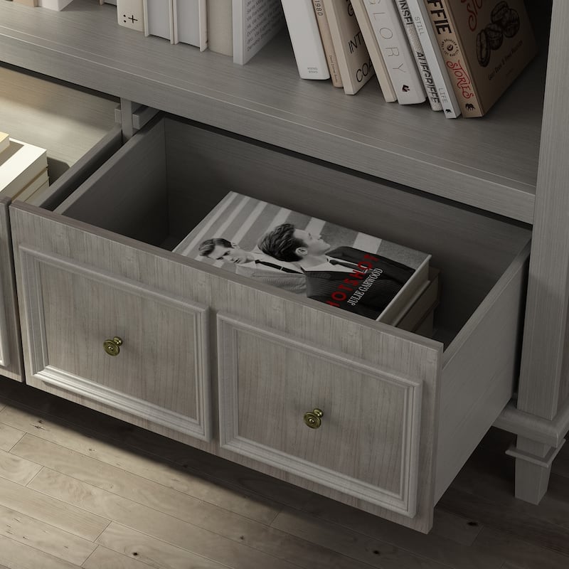 Bookcase Library With Drawers Storage Cabinet Buffet Sideboard Wood