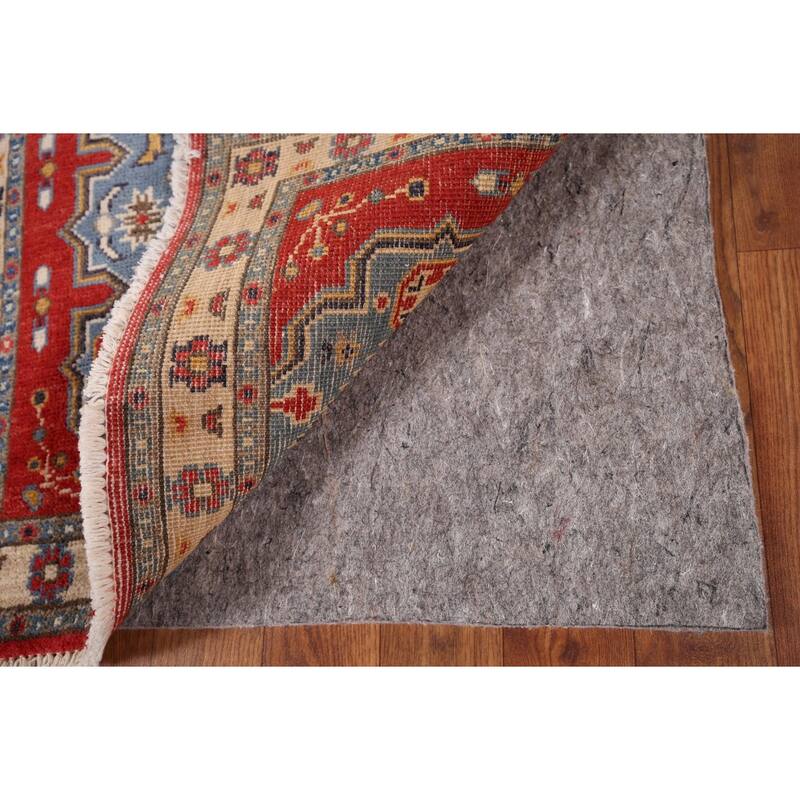 Blue Geometric Kazak Foyer Rug Handmade Traditional Wool Carpet - 2'1" x 2'11"