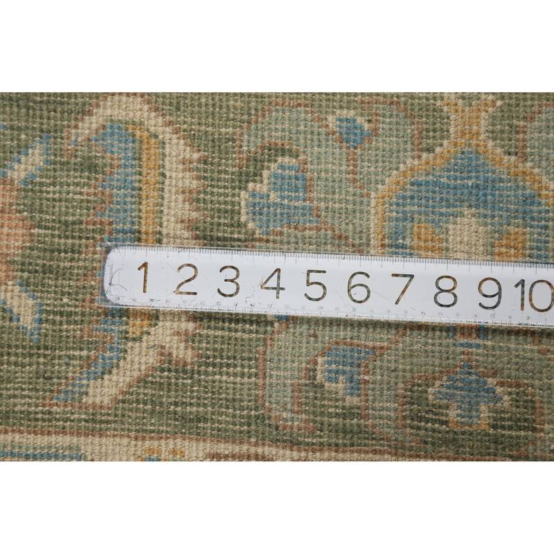 Hand Knotted Oriental 100% Wool Carpet Transitional Medallion Navy Blue & Blues Oushak Area Rug - 11' 11'' X 9' 2''