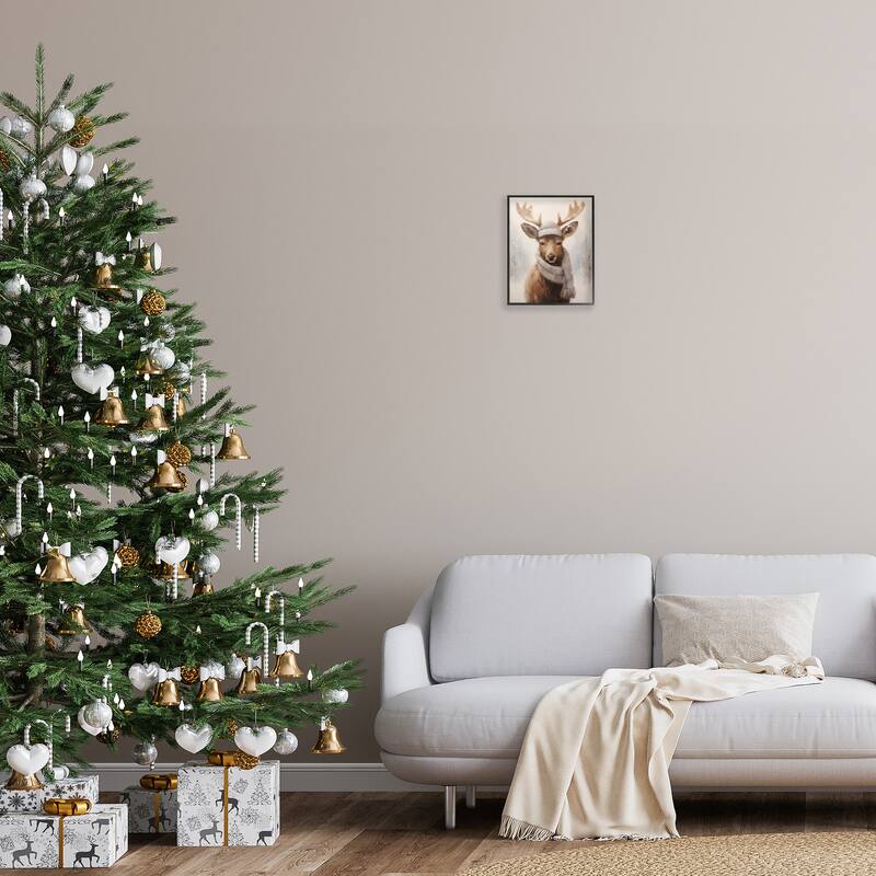 Stupell Cozy Winter Deer Fawn Framed Giclee Art Design By Arlington Prints