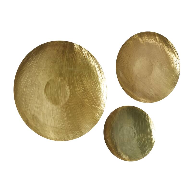 Metal Plate Large Metallic Disk Wall Decor - Set of 3 Gold - Roche River Decor
