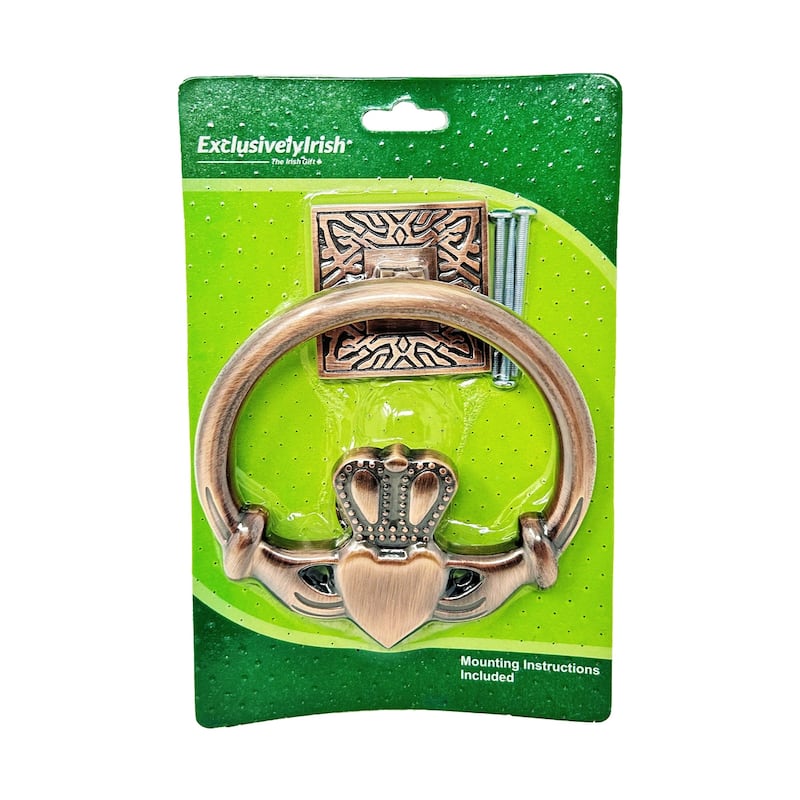 Brass Claddagh Circular Door Knocker with Irish Symbolism