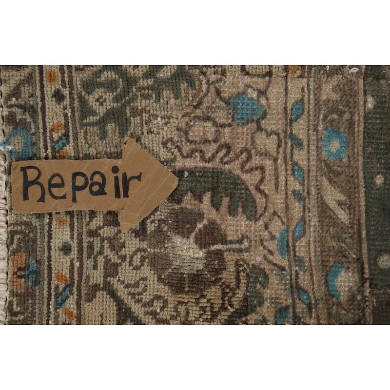 Distressed Tabriz Persian Rug Handmade Floral Wool Carpet - 9'5" x 12'4"
