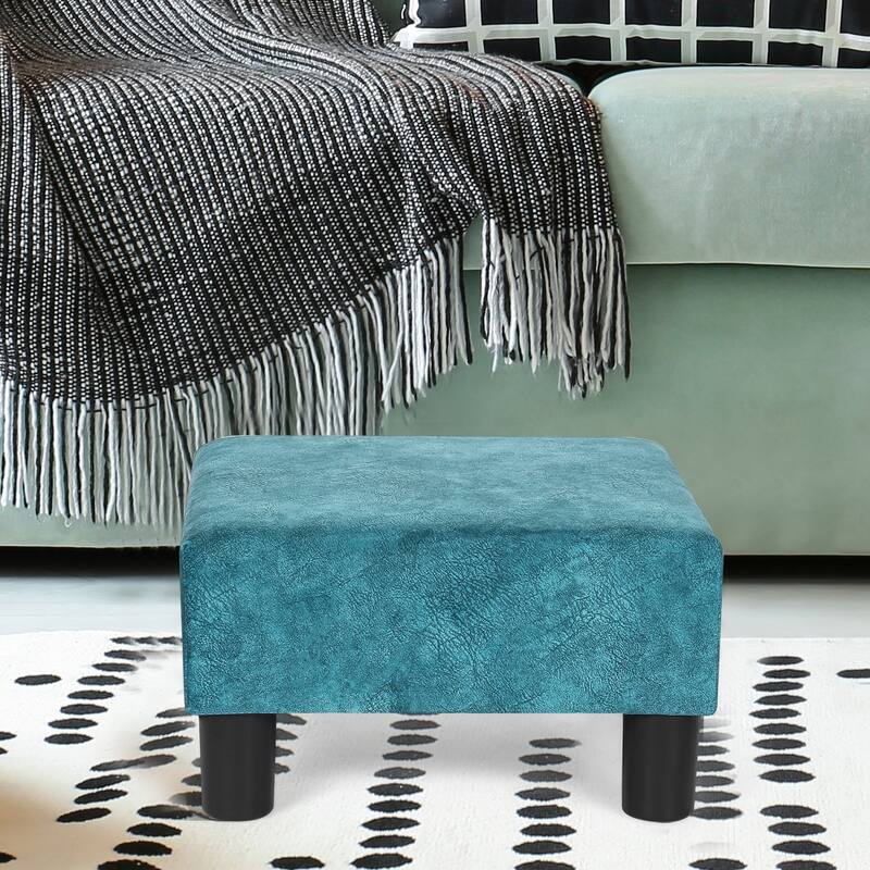 Adeco Footstool Ottoman PU Leather Footrest Modern Square Stool