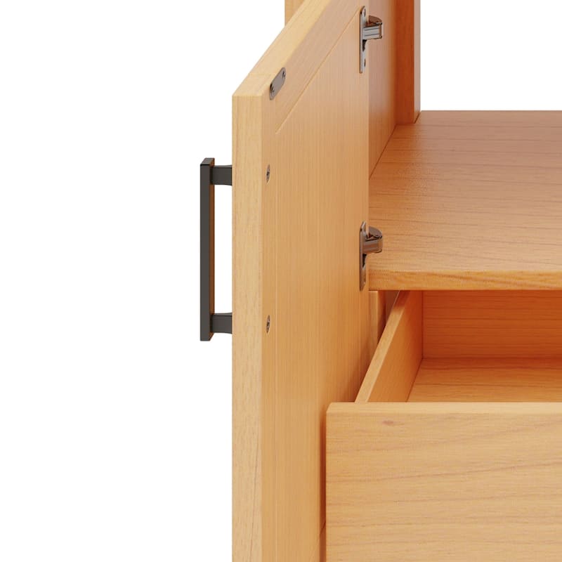 36" Rattan Bathroom Vanity with Ceramic Sink, Modern Bathroom Sink Cabinet with 2 Soft Close Doors and 3 Drawers