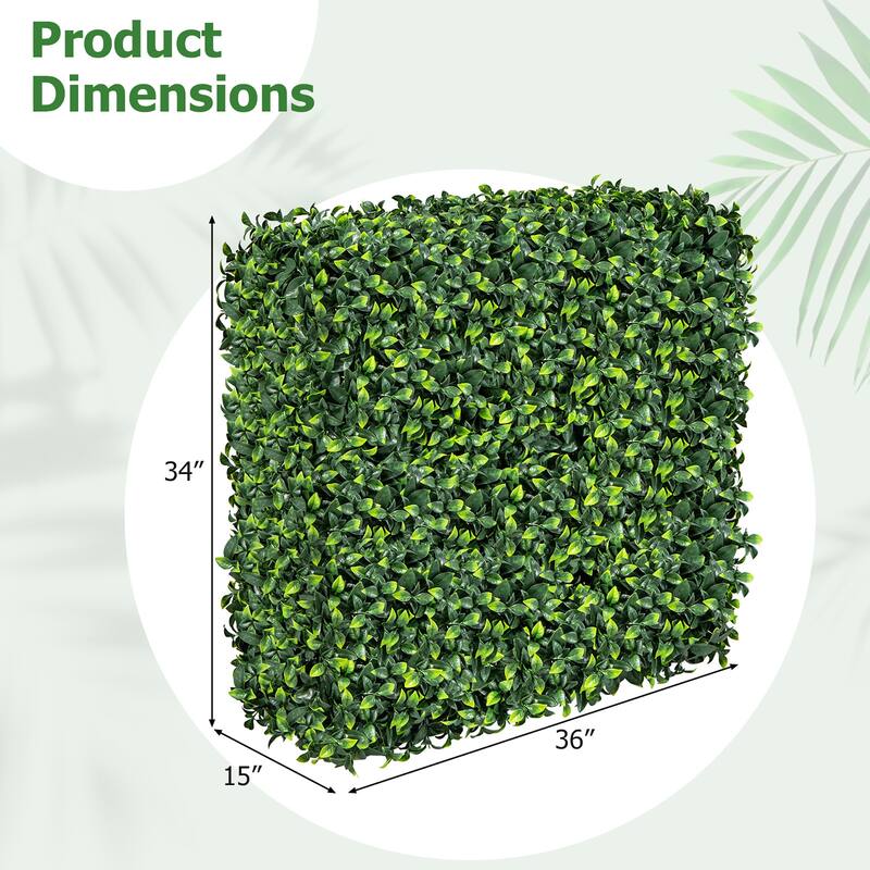Gymax Artificial Plant Wall w/ Realistic PE Leaves Zip Ties Decoration