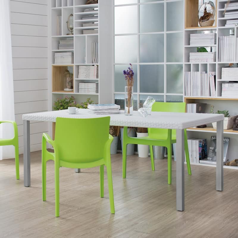 Oslo Resin All-Weather Family Dining Table with Aluminum Legs