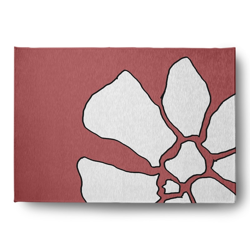 Petal Lines Spring Chenille Indoor/Outdoor Rug - Coral - 5' x 7'