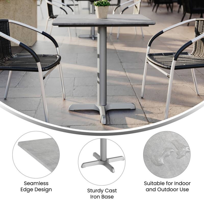 Commercial All-Weather HPL Tabletop with Crisscross Base - 29.75"W x 23.75"D x 31.25"H