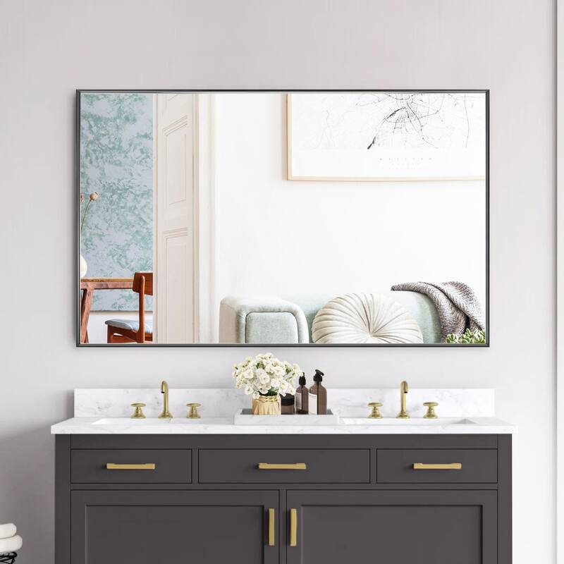 Modern Classic Black Metal Framed Full Length Mirror