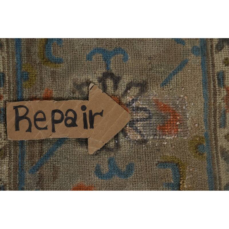 Beige Distressed Tabriz Vintage Persian Rug Handmade Wool Carpet - 9'7" x 12'11"