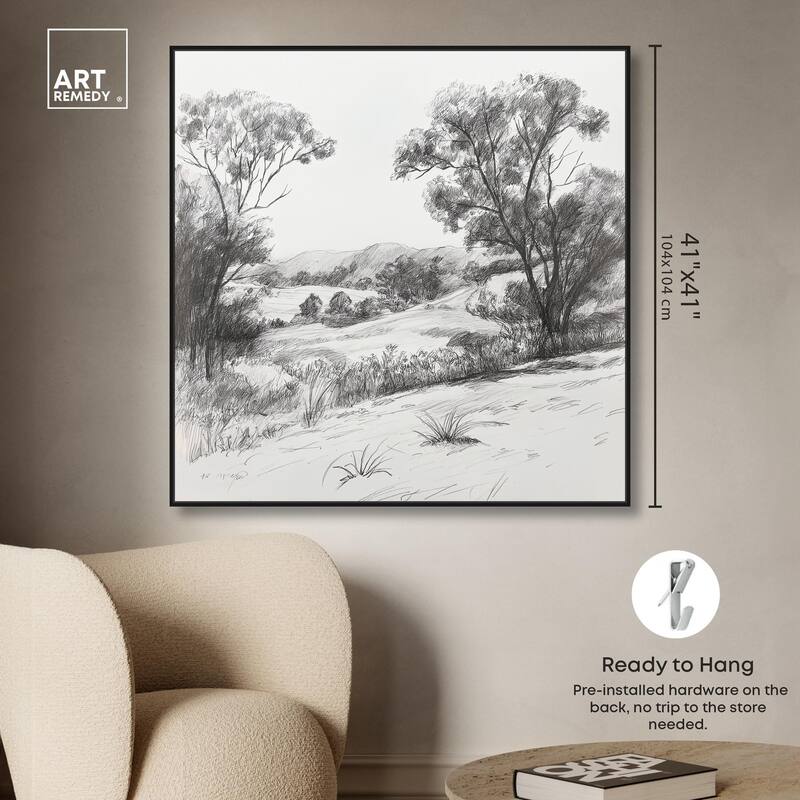 Charcoal Countryside Canvas by Art Remedy
