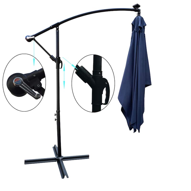 Rectangle 2x3M Patio Umbrella Solar Powered LED Lighted Sun Shade Market Waterproof 6 Ribs Umbrella with Crank and Cross Base