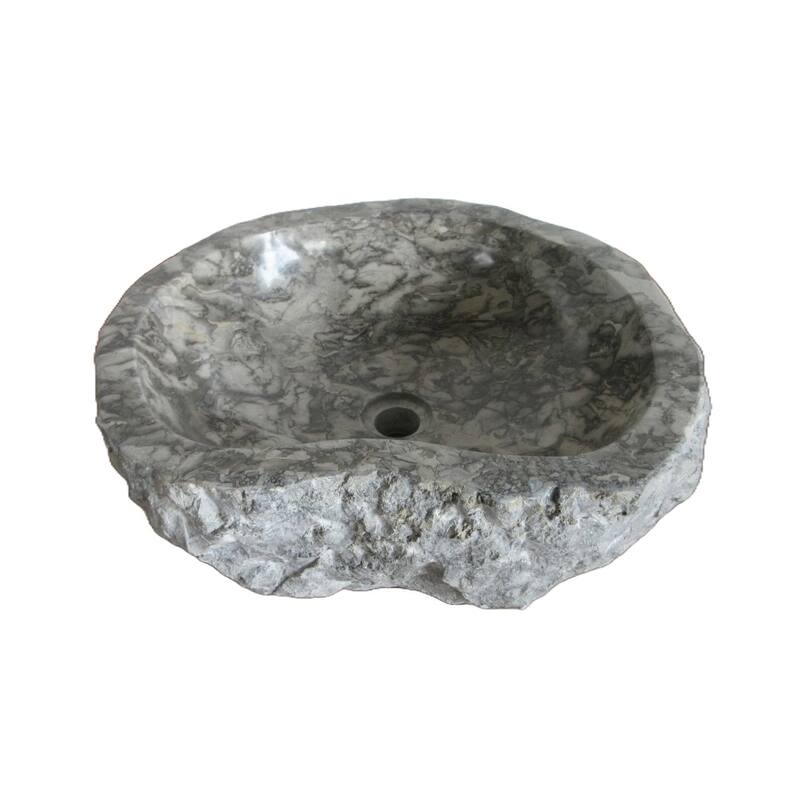Eden Bath Rustic Grigio Marble Sink with Rough Exterior