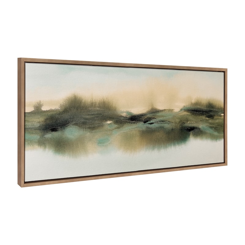 Kate and Laurel Sylvie Tranquil Meadows Framed Canvas by Amy Lighthall - 18x40 - Gold