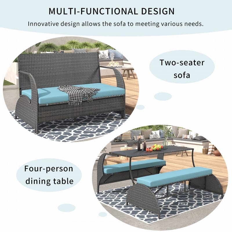 Versatile 3-Piece Outdoor Bistro Set Converts to Table and Seats for Gardens and Lawns
