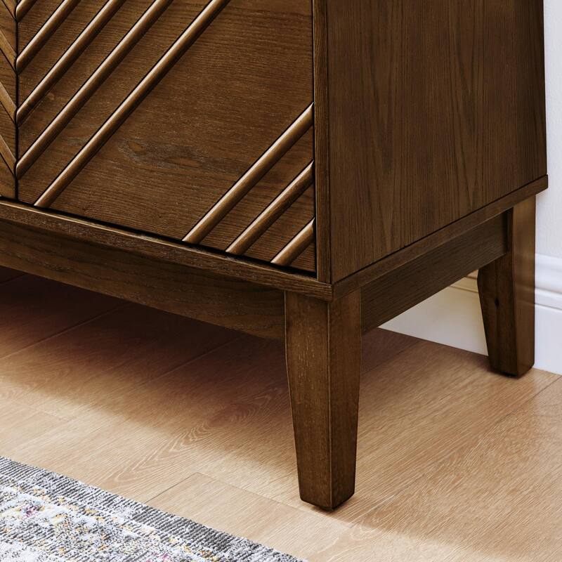 60" Mid Century Buffet Cabinet - Geometric Storage Sideboard