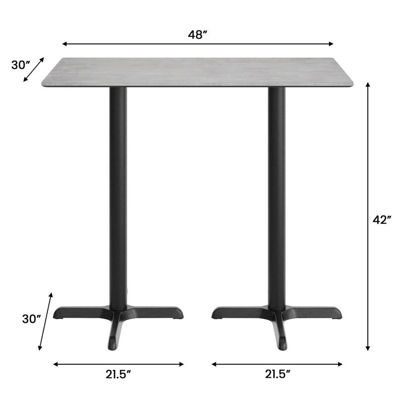Commercial HPL Tabletop with Bar Height Crisscross Base - 48"W x 30"D x 42"H