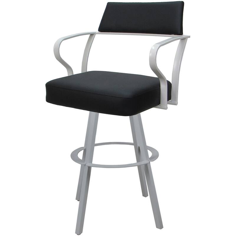 Swivel Counter Bar or Extra Tall Metal Bar Stool Carolina Warren Base - Black Vinyl - White - Counter Height