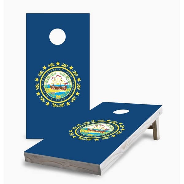 slide 2 of 7, New Hampshire State Flag Cornhole Game (Choose Wraps or Boards) 2x4 Boards (24" x 48") - Include ALL Accessories