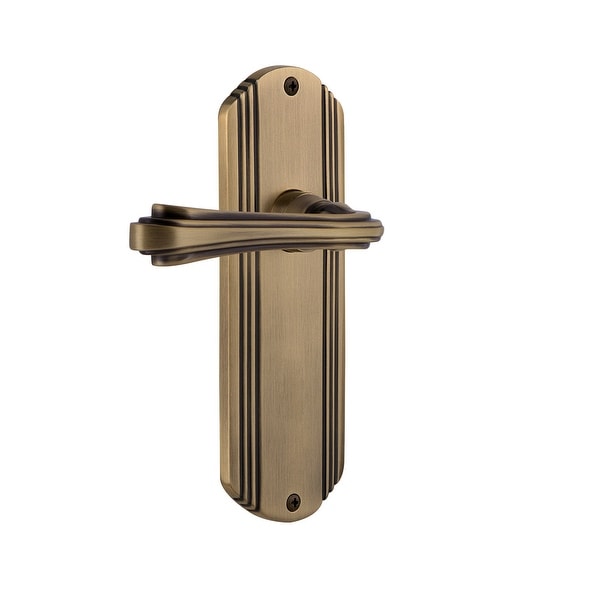 Nostalgic Warehouse DECFLR_PSG_238_NK Fleur Passage Door Lever Set with Deco Rose for 2-3/8" Backset Doors