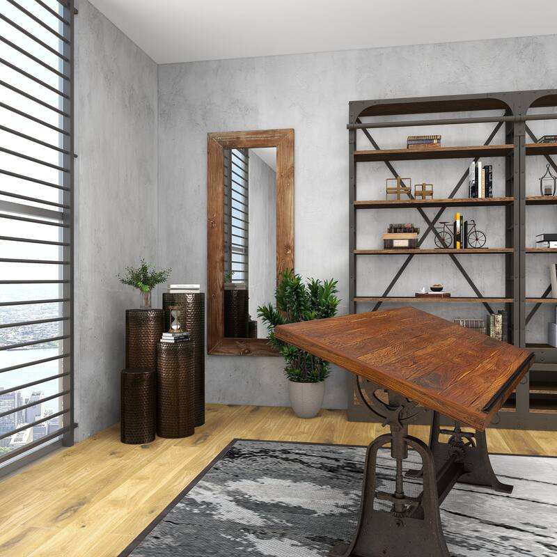 Brown Metal Pillar Style Pedestal Table with Hammered Design (Set of 4)