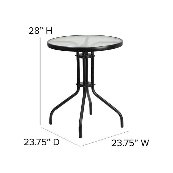 dimension image slide 1 of 4, 3 Piece Patio Dining Set - Glass Table, 2 Flex Stack Chairs