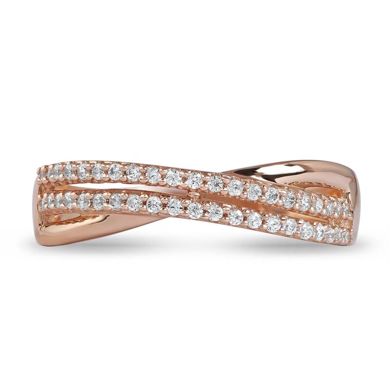 1/5ct TDW Diamond Crossover Wedding Band in 10K Gold for Women