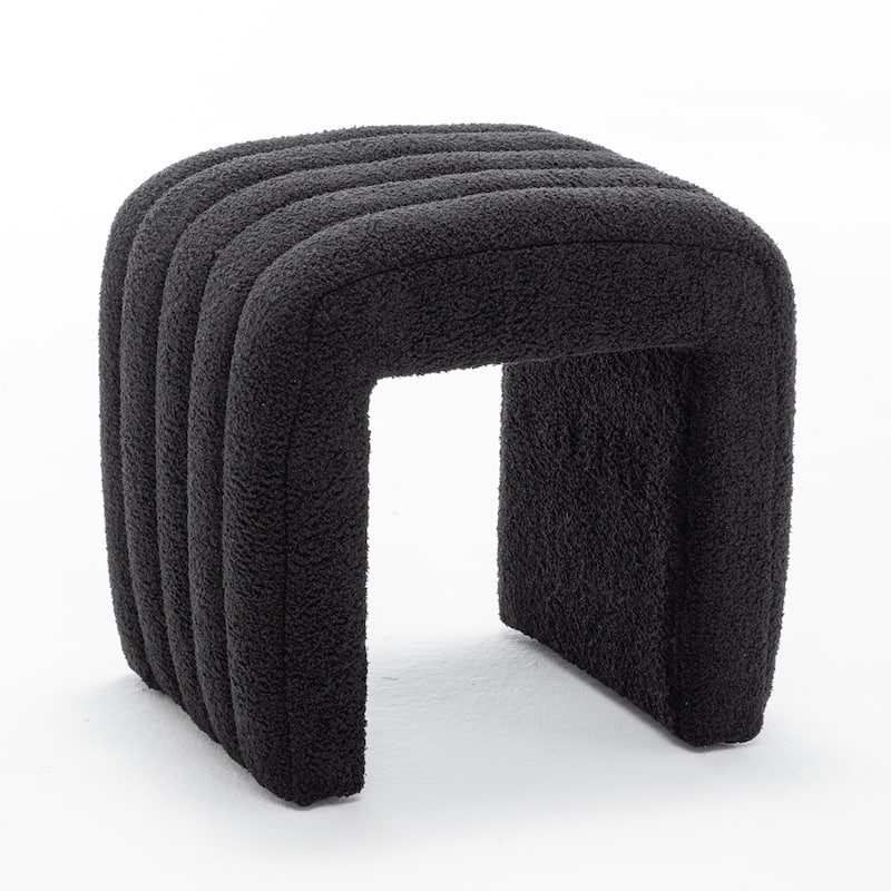 SEYNAR Modern Glam Teddy Velvet Upolstered U-Shaped Ottoman