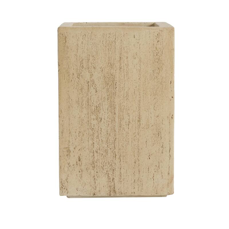 MGO Handmade Rectangle Planter Box, 19.75" Height, Travertine Finish
