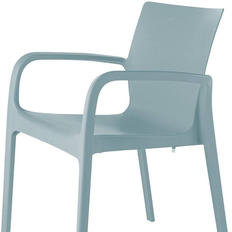 HomeRoots Set of Two Baby Blue Heavy Duty Plastic Outdoor Stacking Dining Chairs