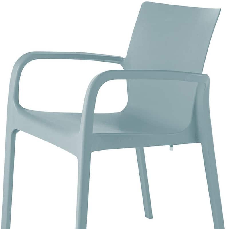 HomeRoots Set of Two Baby Blue Heavy Duty Plastic Outdoor Stacking Dining Chairs