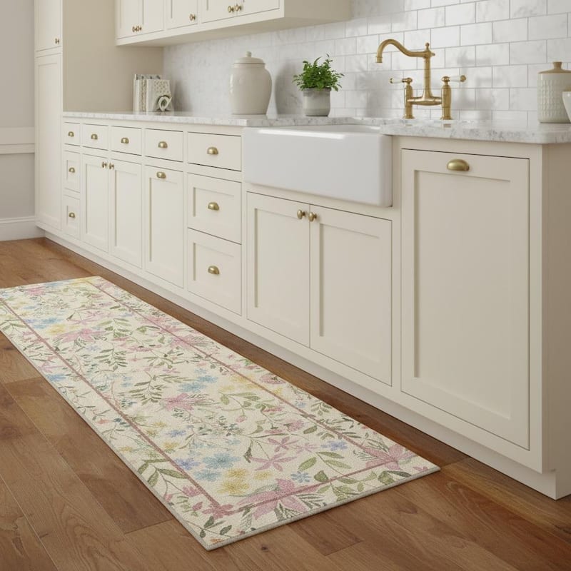 HomeRoots Floral Traditional Rectangle Area Rug - 2' X 8'