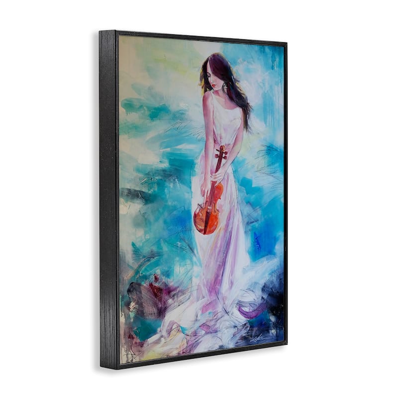 Stupell Elegant Woman with Violin Framed Giclee Art Design By Lucille Lee