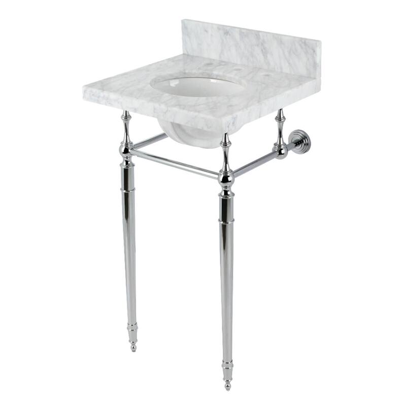 Kingston Brass KVPB1917M38 Edwardian 19" Rectangular Brass, Marble - Marble White / Polished Chrome