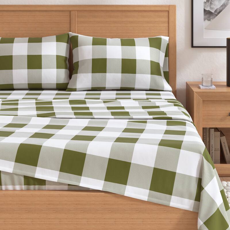 Linery & Co. Turkish Cotton Double-Brushed Printed Flannel Bed Sheet Set