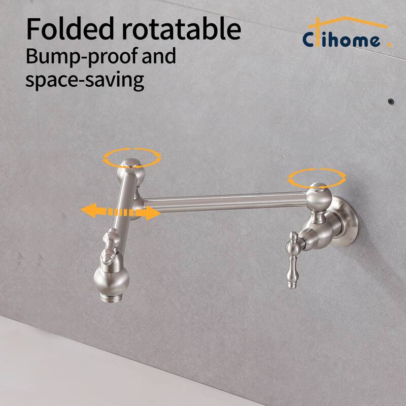 Clihome Traditional Wall Mounted Kitchen Pot Filler Faucet