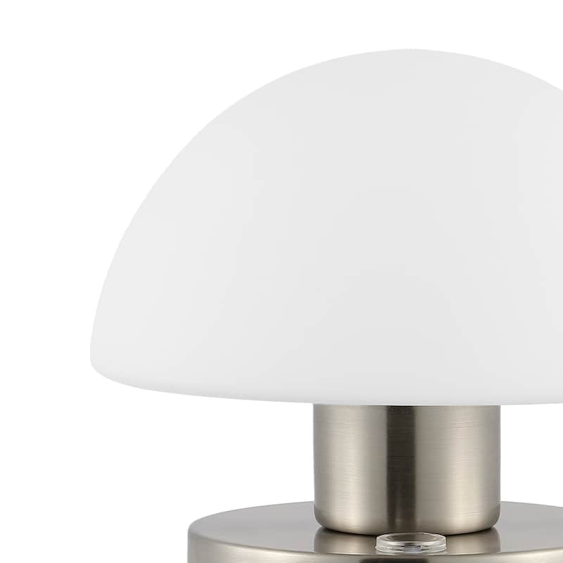 Nolan 5.75" Bohemian Farmhouse Iron Wireless Rechargeable Integrated LED Table Lamp, Oil Rubbed Bronze/White by JONATHAN Y