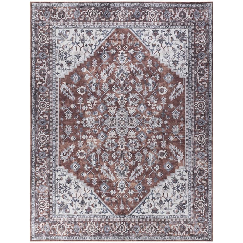 Meri Power Loomed Distressed Floral Area Rug By HomeRoots - 9' x 12'