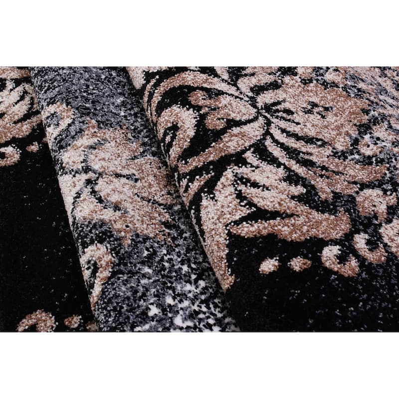 Sofia Black/Gold Polypropylene Area Rug