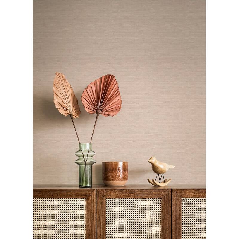 A-Street Prints Agave Light Pink Faux Grasscloth Wallpaper