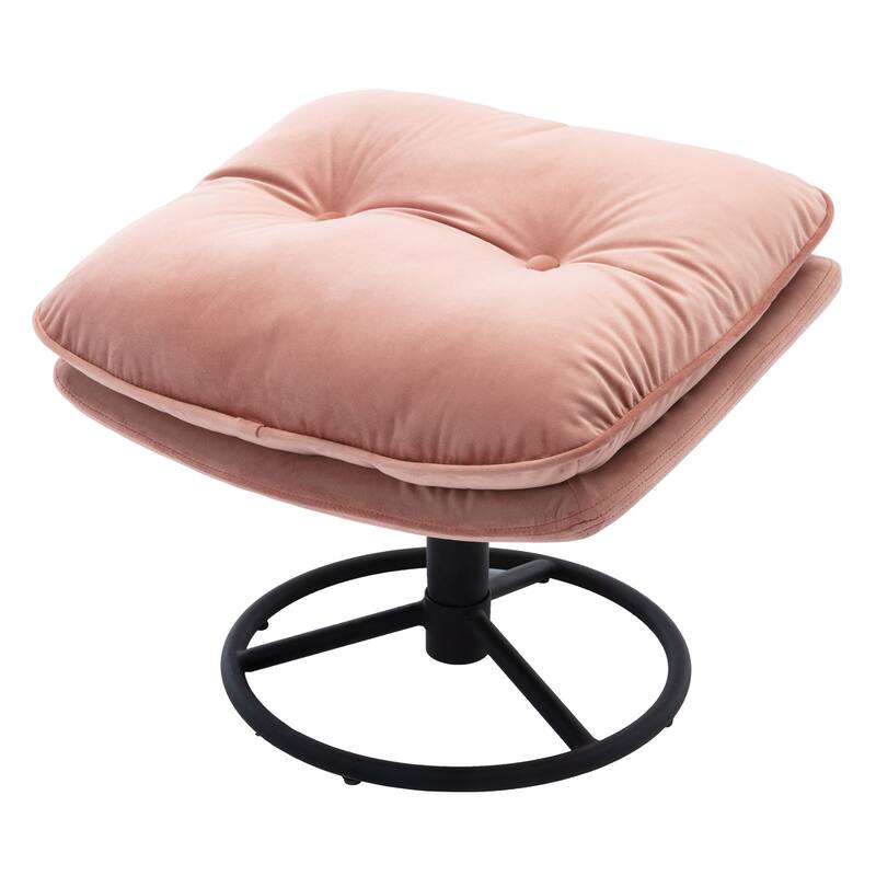 Velvet Swivel Accent Chair with Ottoman & Metal Legs (360° Rotation)