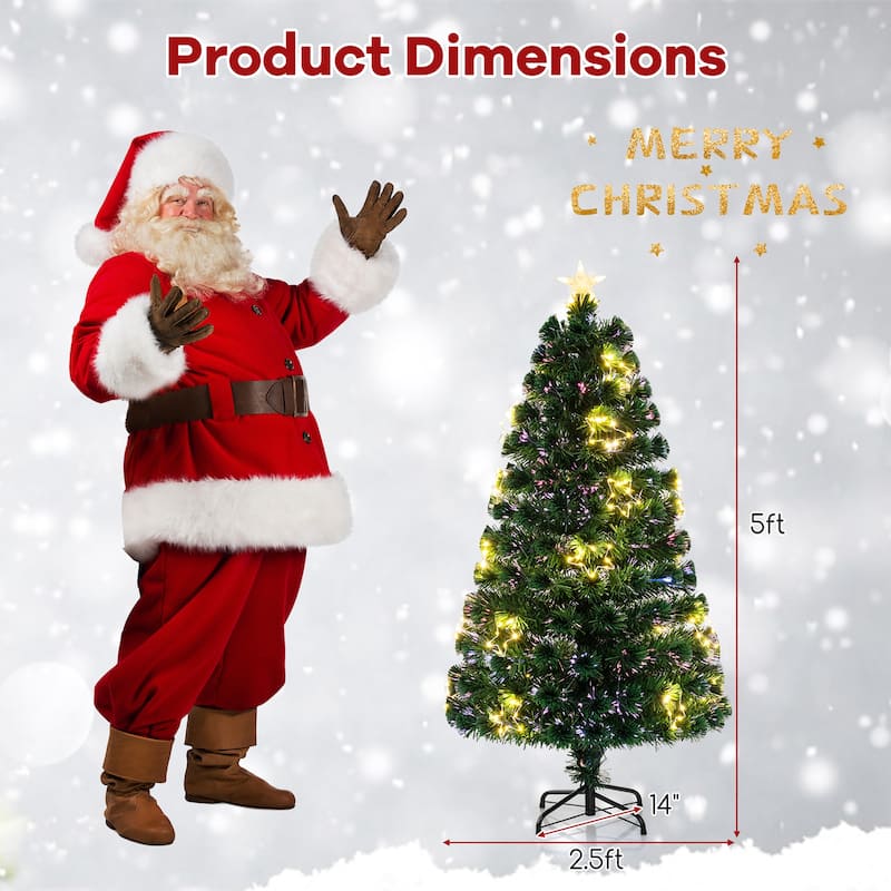 Gymax 4/5/6/7 FT Artificial Xmas Tree w/ 270 Branch Tips 509 Warm