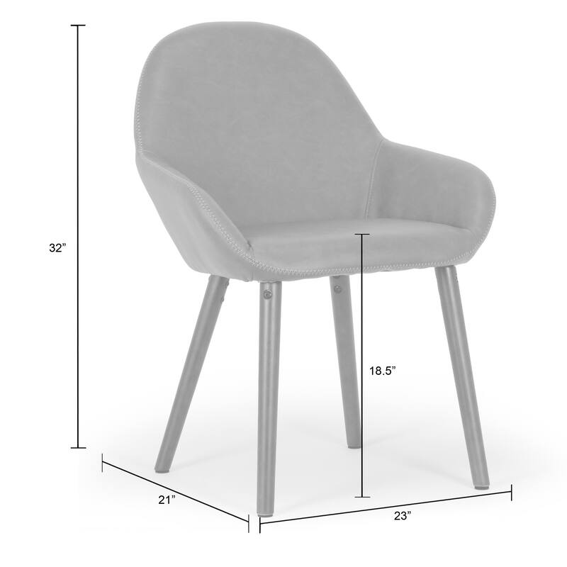 Alan Vintage Grey Faux Leather Contrast Stitch Arm Chair (Set of 2)