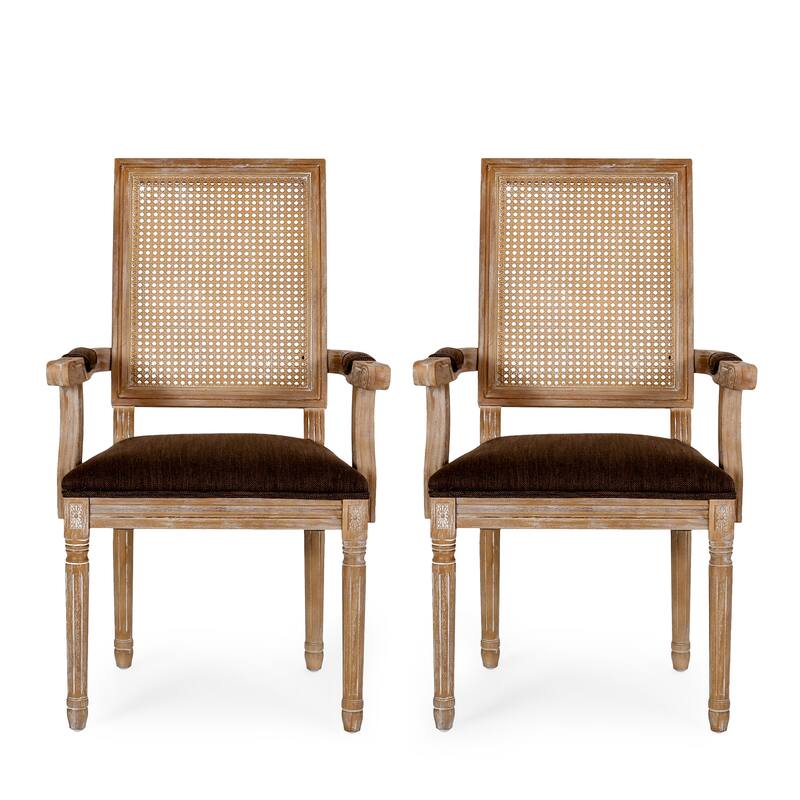 2 Set French Dining Chair Rattan Back Accent Chairs Retro Lounge Chair